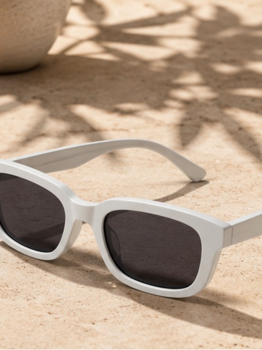 White Chunky Retro Rectangle Sunglasses | Bold Fashion Shad